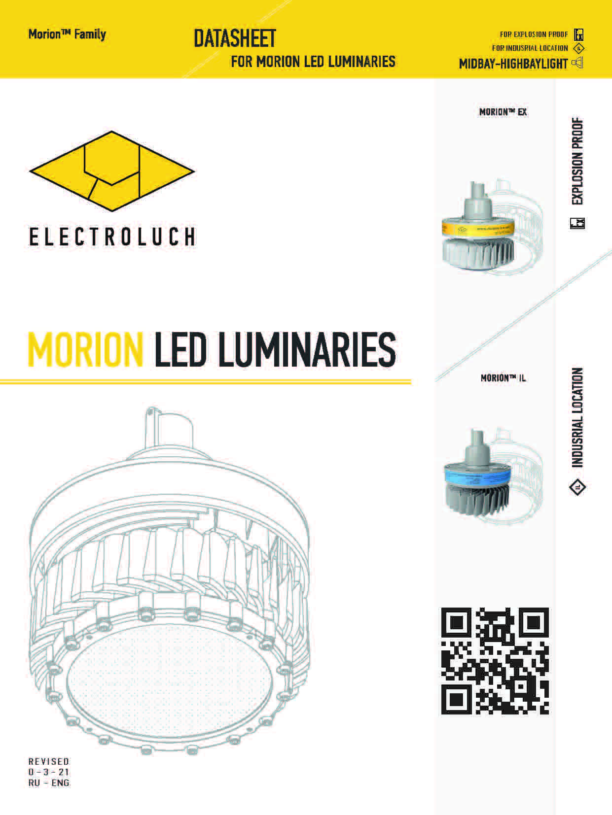 Техническое описание на светильник взрывозащищенный светодиодный Morion-Ex Datasheet ENG