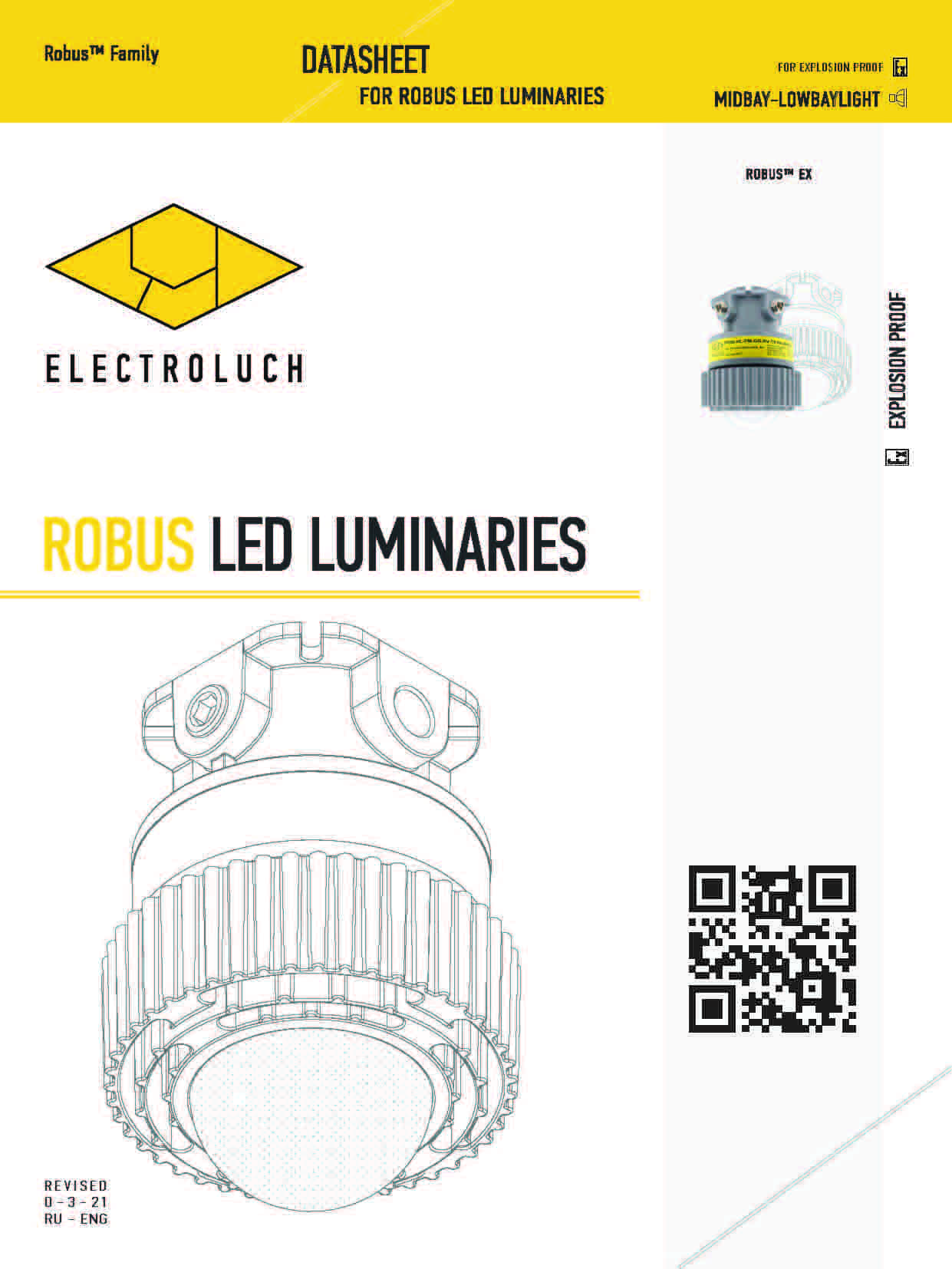 Техническое описание на светильник взрывозащищенный светодиодный Robus-Ex Datasheet ENG